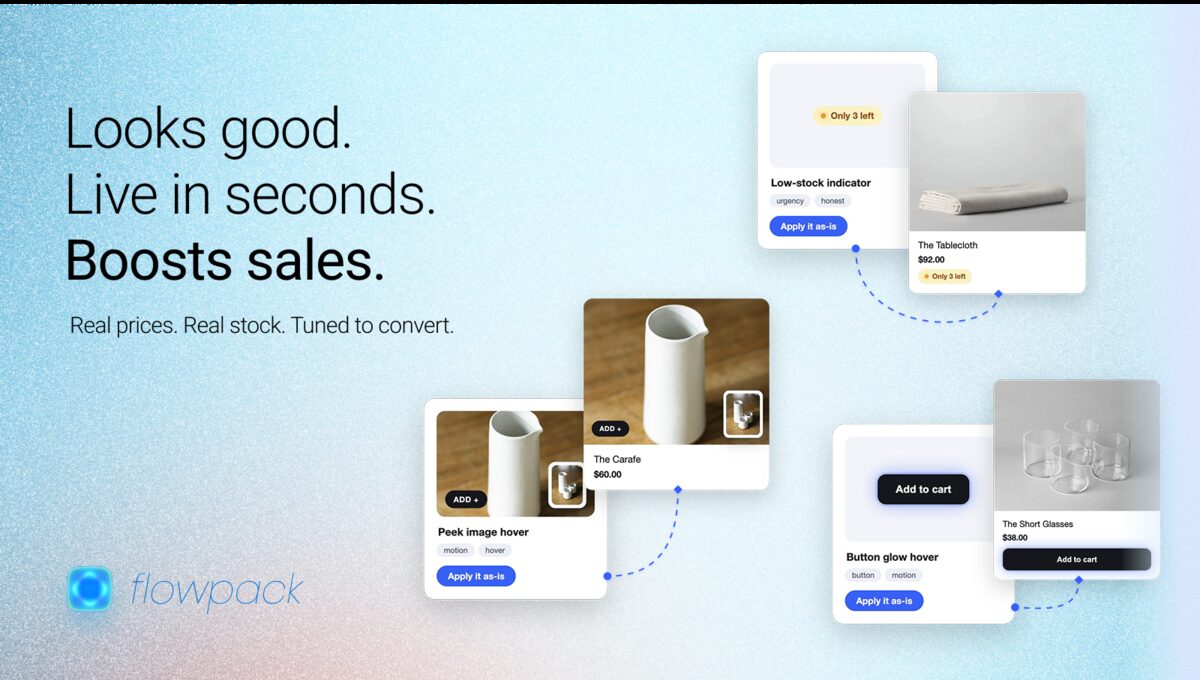 Design cards applied to live products with real prices
